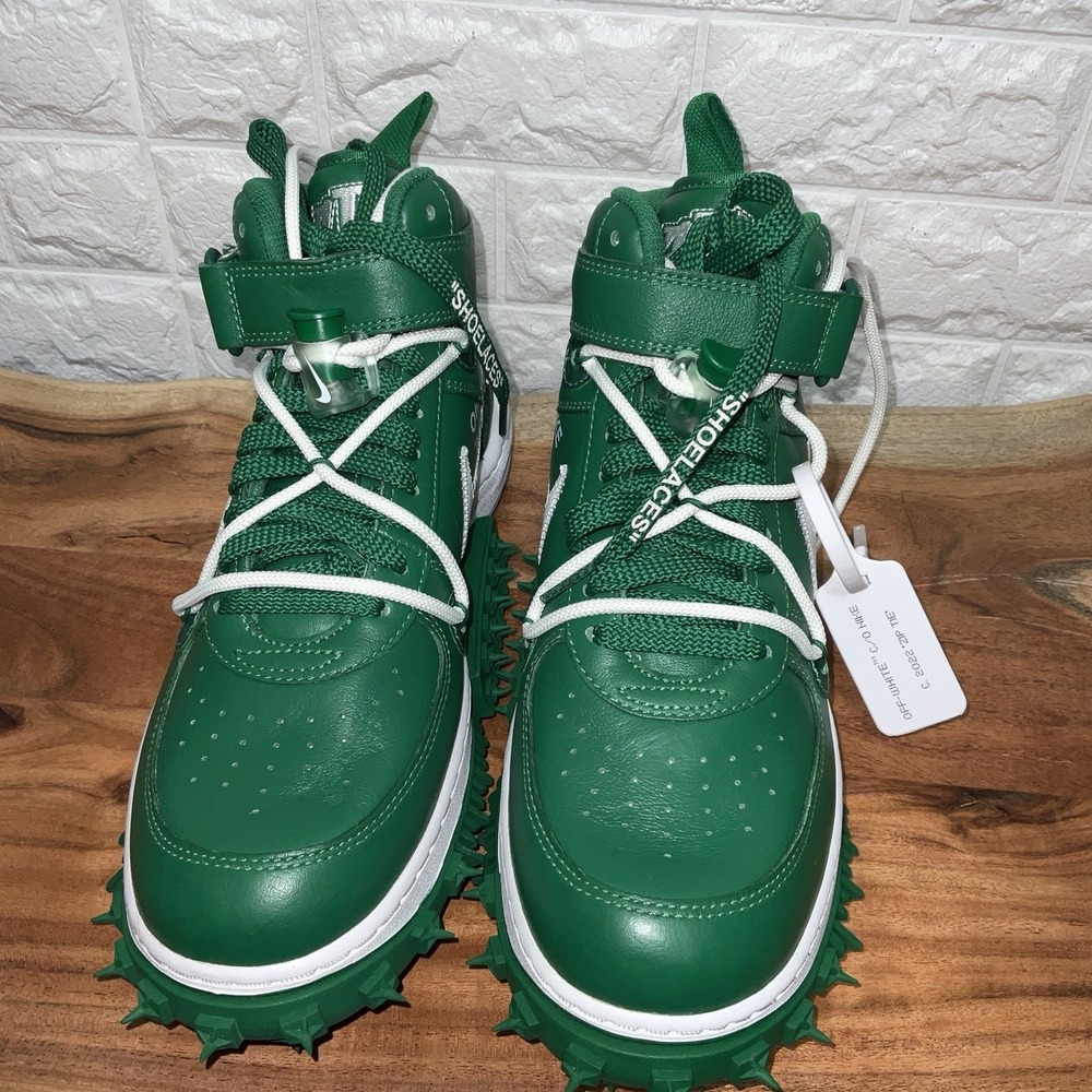 Nike Off White Air Force 1 Mid Pine Green DR0500-300 Men's Size 9 Rare